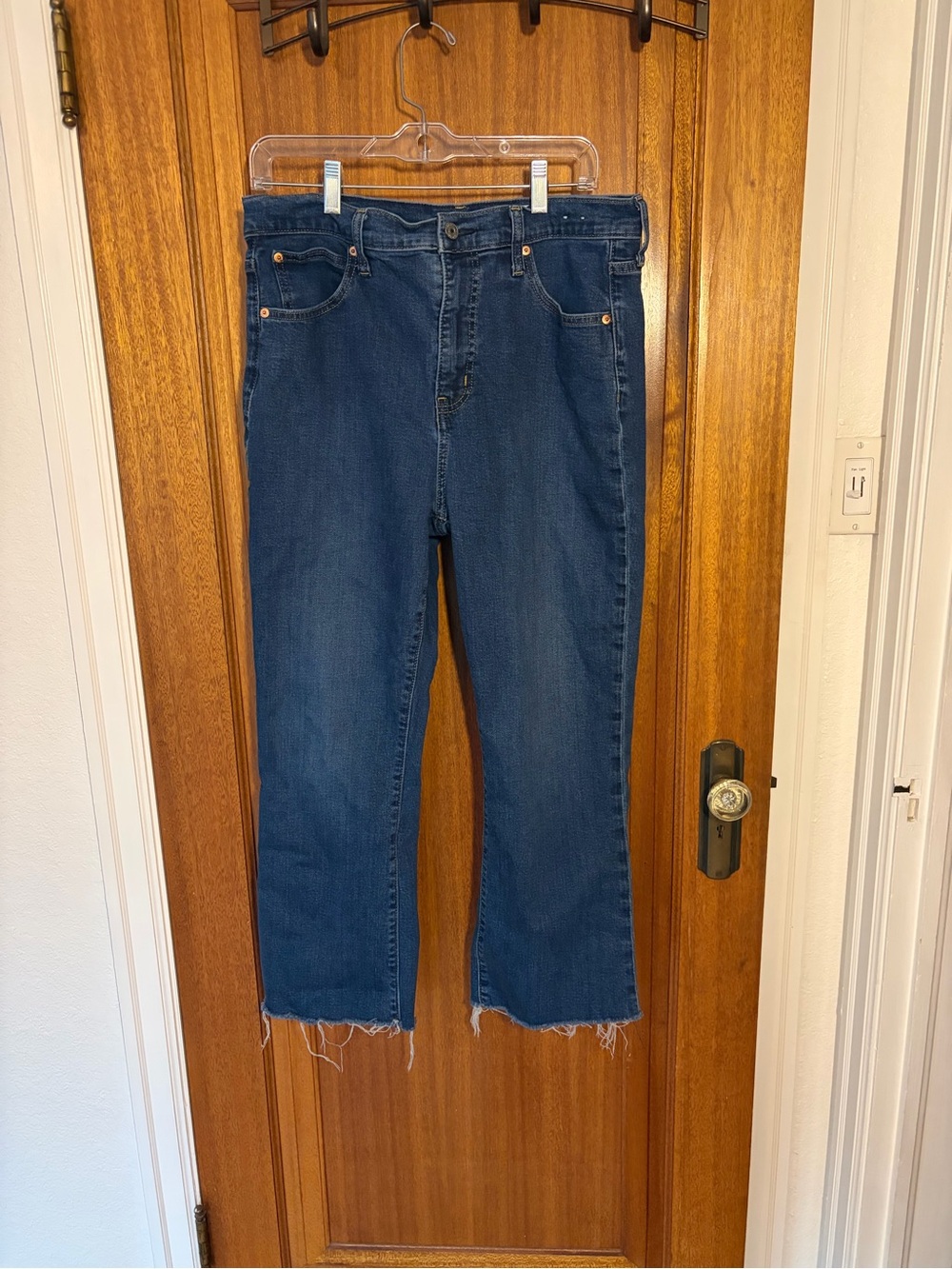 GAP Dark Blue Cropped Straight-Leg Jeans
